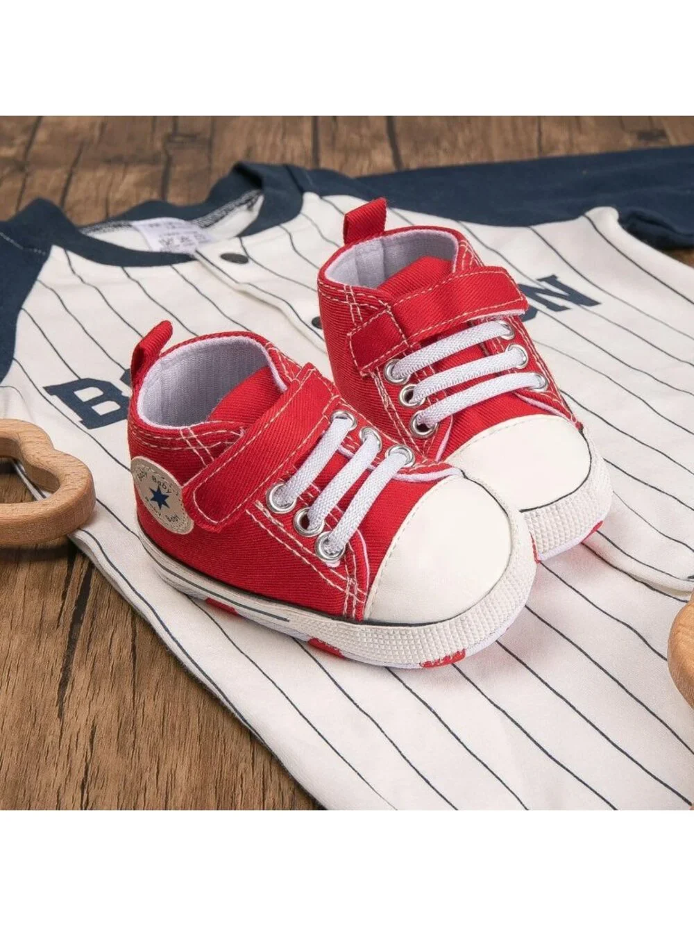 Unisex Baby High-Top Canvas Sneakers, Soft Sole Anti-Slip First Walking Shoes